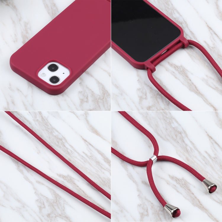 For iPhone 13 Candy Colors TPU Protective Case with Lanyard(Red) - iPhone 13 Cases by buy2fix | Online Shopping UK | buy2fix