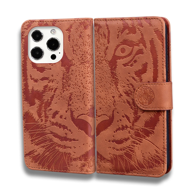 For iPhone 13 Pro Tiger Embossing Pattern Horizontal Flip Leather Case with Holder & Card Slots & Wallet (Brown) - iPhone 13 Pro Cases by buy2fix | Online Shopping UK | buy2fix