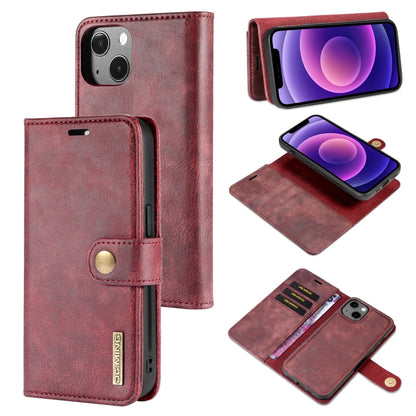 For iPhone 13 mini DG.MING Crazy Horse Texture Flip Detachable Magnetic Leather Case with Holder & Card Slots & Wallet (Red) - iPhone 13 mini Cases by DG.MING | Online Shopping UK | buy2fix