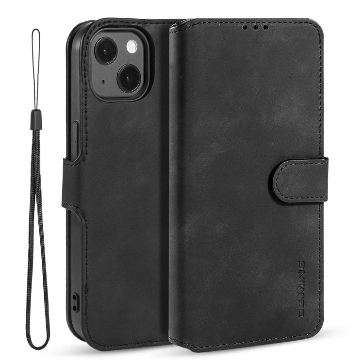 For iPhone 13 mini DG.MING Retro Oil Side Horizontal Flip Leather Case with Holder & Card Slots & Wallet (Black) - iPhone 13 mini Cases by DG.MING | Online Shopping UK | buy2fix