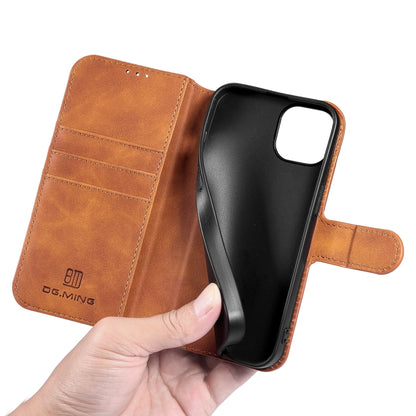 For iPhone 13 DG.MING Retro Oil Side Horizontal Flip Leather Case with Holder & Card Slots & Wallet(Brown) - iPhone 13 Cases by DG.MING | Online Shopping UK | buy2fix