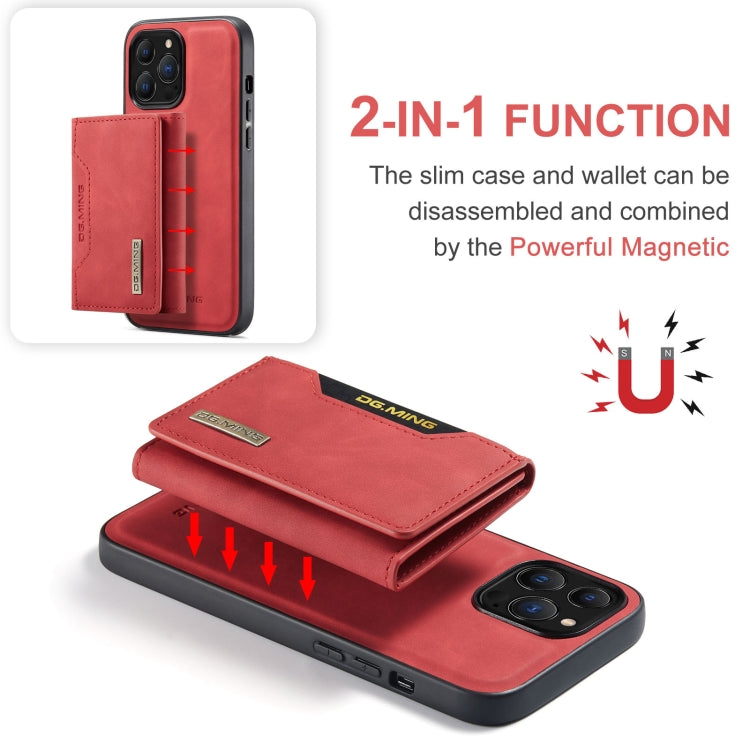 For iPhone 13 Pro Max DG.MING M2 Series 3-Fold Card Bag Shockproof Case with Wallet & Holder Function (Red) - iPhone 13 Pro Max Cases by DG.MING | Online Shopping UK | buy2fix