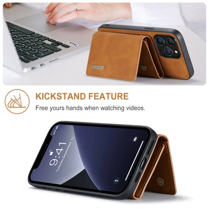 For iPhone 13 Pro DG.MING M1 Series 3-Fold Multi Card Wallet Shockproof Case with Holder Function (Brown) - iPhone 13 Pro Cases by DG.MING | Online Shopping UK | buy2fix