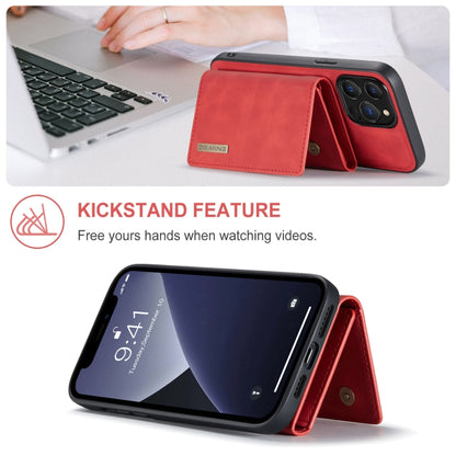 For iPhone 13 Pro DG.MING M1 Series 3-Fold Multi Card Wallet Shockproof Case with Holder Function (Red) - iPhone 13 Pro Cases by DG.MING | Online Shopping UK | buy2fix