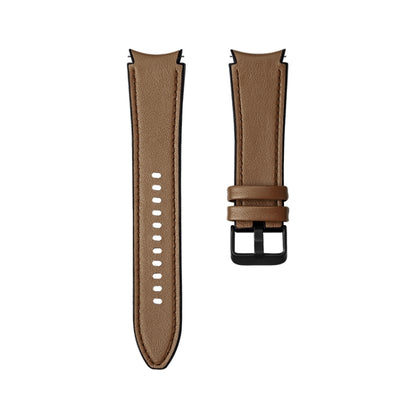 For Samsung Galaxy Watch4 Silicone + Leather Black Buckle Watch Band(Brown) - Watch Bands by buy2fix | Online Shopping UK | buy2fix