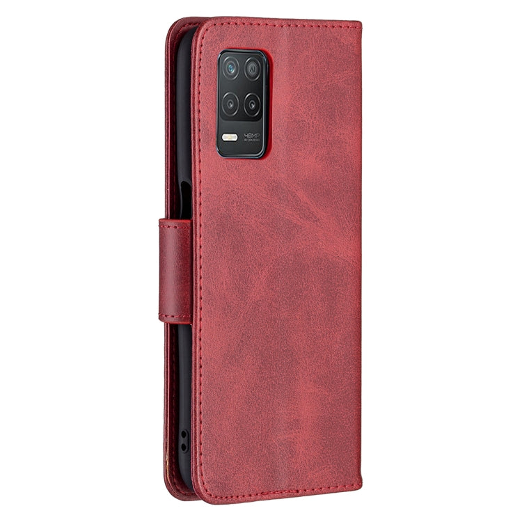 For OPPO Realme 8 5G/Realme V13 5G Retro Lambskin Texture Pure Color Horizontal Flip PU Leather Case with Holder & Card Slots & Wallet & Lanyard(Red) - Realme Cases by buy2fix | Online Shopping UK | buy2fix