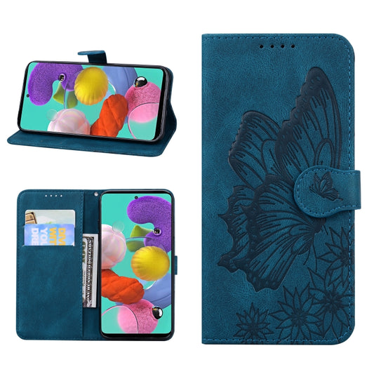 For iPhone 13 mini Retro Skin Feel Butterflies Embossing Horizontal Flip Leather Case with Holder & Card Slots & Wallet (Blue) - iPhone 13 mini Cases by buy2fix | Online Shopping UK | buy2fix