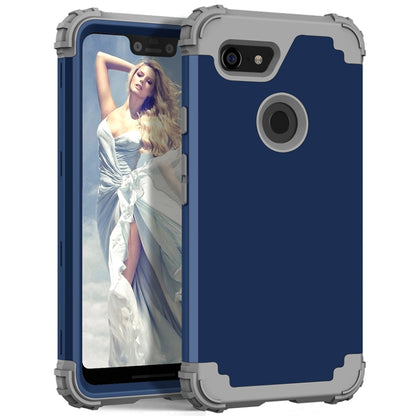 For Google Pixel 3 XL 3 in 1 Shockproof PC + Silicone Protective Case(Navy Blue + Grey) - Google Cases by buy2fix | Online Shopping UK | buy2fix