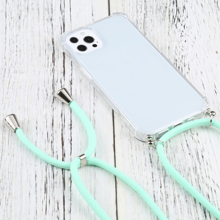 For iPhone 13 Pro Four-corner Shockproof Transparent TPU Protective Case with Lanyard (Mint Green) - iPhone 13 Pro Cases by buy2fix | Online Shopping UK | buy2fix