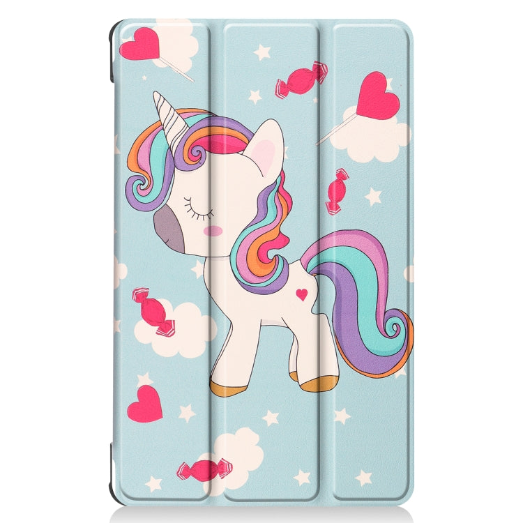 For Lenovo Tab M8 3rd Gen Colored Drawing Pattern Horizontal Flip Leather Case with Three-folding Holder(Unicorn) - Lenovo by buy2fix | Online Shopping UK | buy2fix