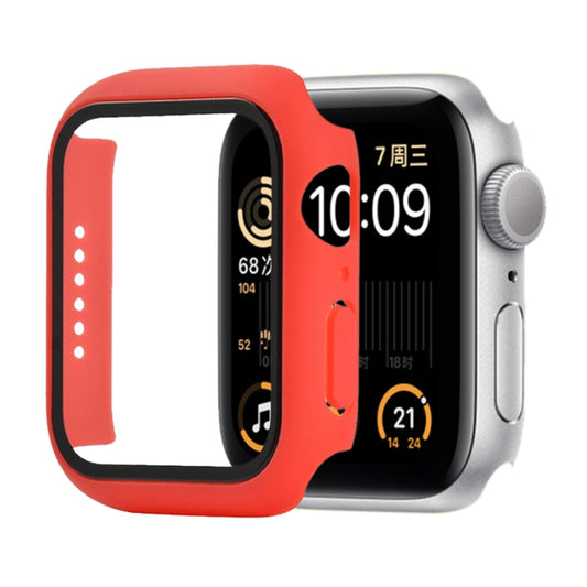 Shockproof PC+Tempered Glass Protective Case with Packed Carton For Apple Watch Series 6 & SE & 5 & 4 44mm(Red) - Watch Cases by buy2fix | Online Shopping UK | buy2fix