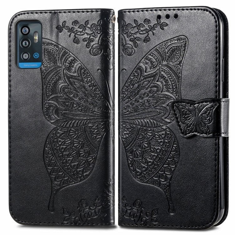 Butterfly Love Flowers Embossed Horizontal Flip Leather Case with Holder & Card Slots & Wallet & Lanyard For ZTE Blade A71(Black) - ZTE Cases by buy2fix | Online Shopping UK | buy2fix