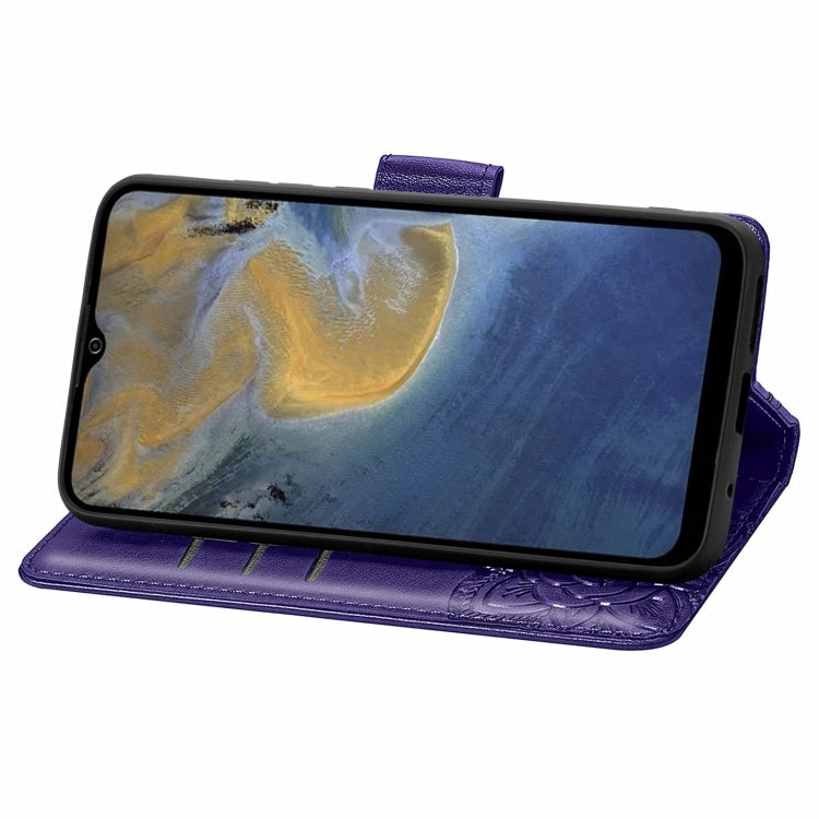 Butterfly Love Flowers Embossed Horizontal Flip Leather Case with Holder & Card Slots & Wallet & Lanyard For ZTE Blade A71(Dark Purple) - ZTE Cases by buy2fix | Online Shopping UK | buy2fix