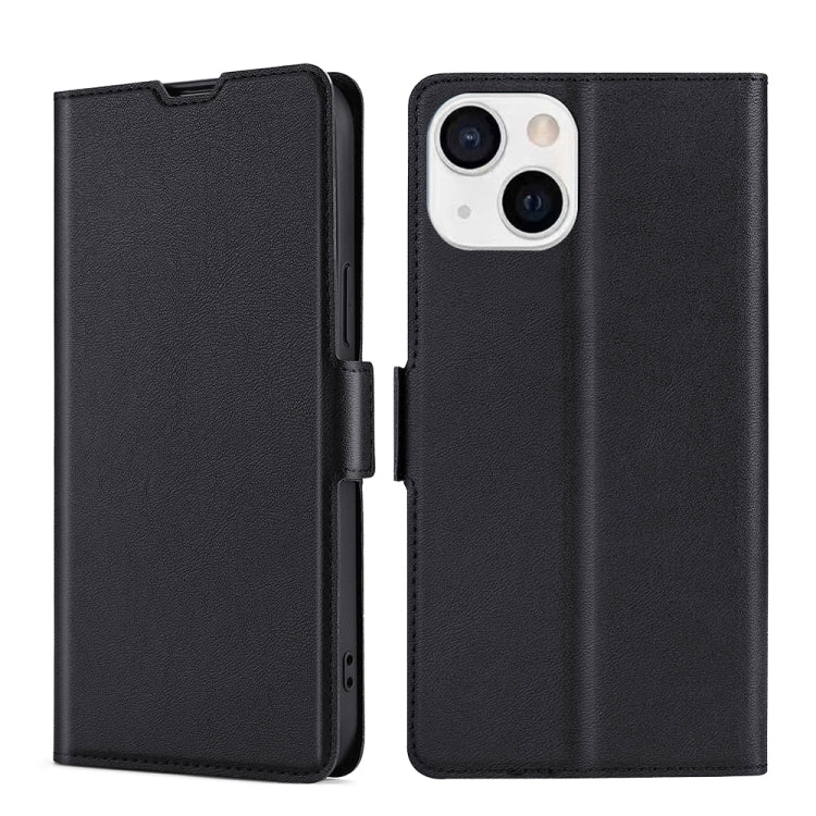 For iPhone 13 Ultra-thin Voltage Side Buckle PU + TPU Horizontal Flip Leather Case with Holder & Card Slot(Black) - iPhone 13 Cases by buy2fix | Online Shopping UK | buy2fix