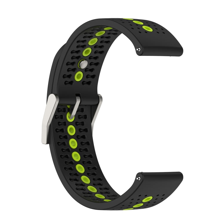 22mm Universal Colorful Hole Silicone Watch Band(Black Lime Green) - Watch Bands by buy2fix | Online Shopping UK | buy2fix