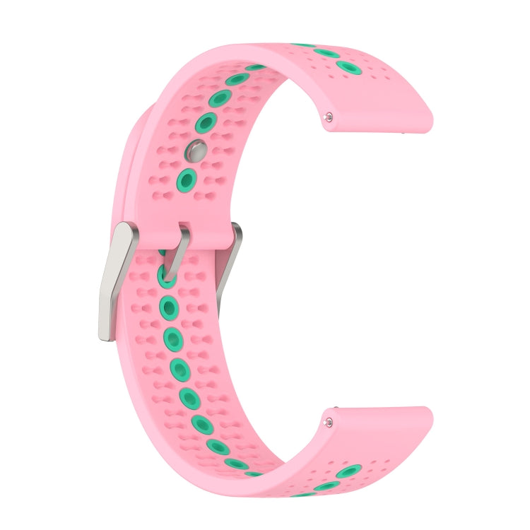 For Suunto 9 Peak Universal Colorful Hole Silicone Watch Band(Pink Mint Green) -  by buy2fix | Online Shopping UK | buy2fix