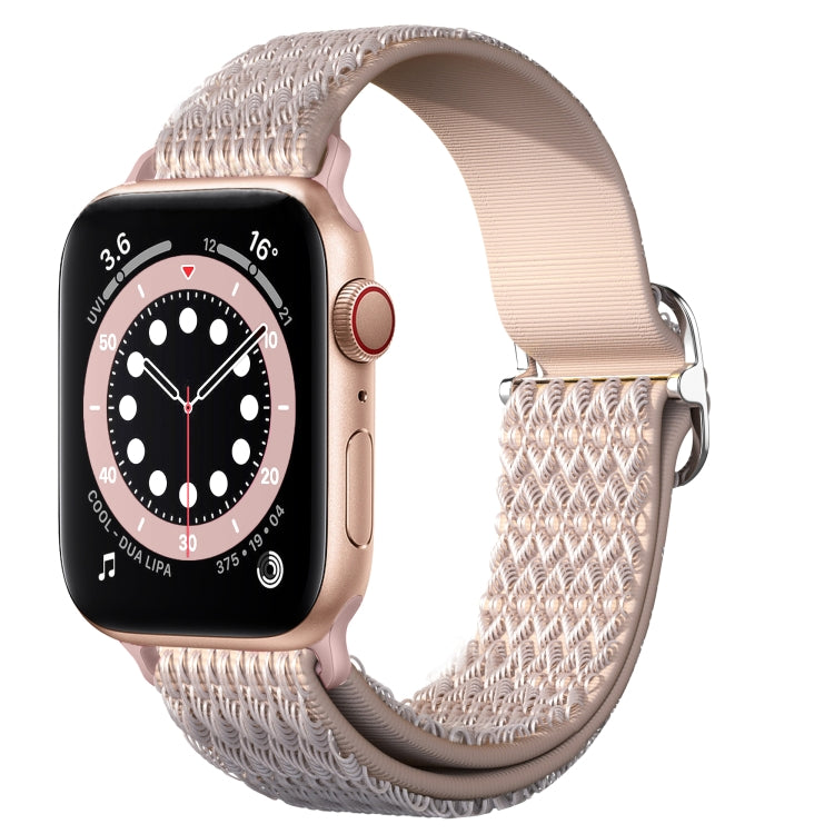 Adjustable Rhombic Texture Elastic Watch Band For Apple Watch Series 9&8&7 41mm / SE 3&SE 2&6&SE&5&4 40mm / 3&2&1 38mm(Pink) - Watch Bands by buy2fix | Online Shopping UK | buy2fix