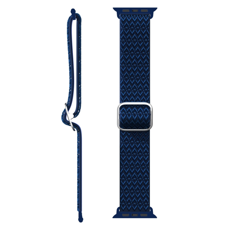 Adjustable Rhombic Texture Elastic Watch Band For Apple Watch Ultra 49mm&Watch Ultra 2 49mm / Series 9&8&7 45mm / SE 3&SE 2&6&SE&5&4 44mm / 3&2&1 42mm(Blue) - Watch Bands by buy2fix | Online Shopping UK | buy2fix