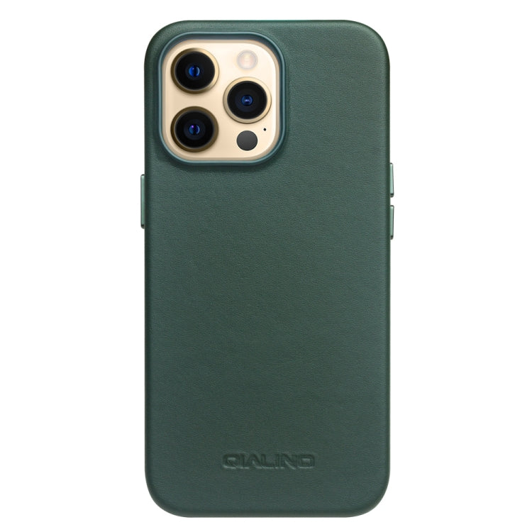 For iPhone 13 Pro QIALINO Nappa Cowhide MagSafe Magnetic Protective Case (Dark Green) - iPhone 13 Pro Cases by QIALINO | Online Shopping UK | buy2fix