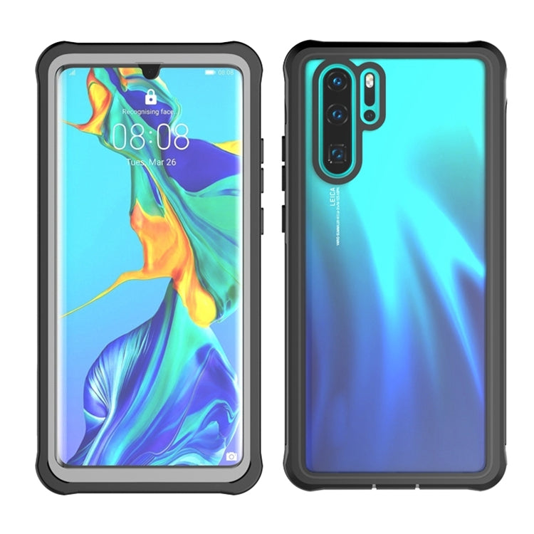 For Huawei P30 Pro Waterproof Dustproof Shockproof Transparent Acrylic Protective Case(Black) - Huawei Cases by buy2fix | Online Shopping UK | buy2fix