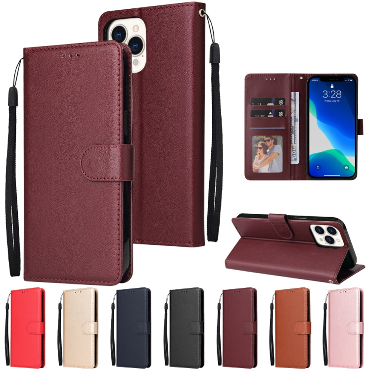 For iPhone 13 Multifunctional Horizontal Flip Leather Case, with Three Card Slot & Holder & Photo Frame & Lanyard(Brown) - iPhone 13 Cases by buy2fix | Online Shopping UK | buy2fix