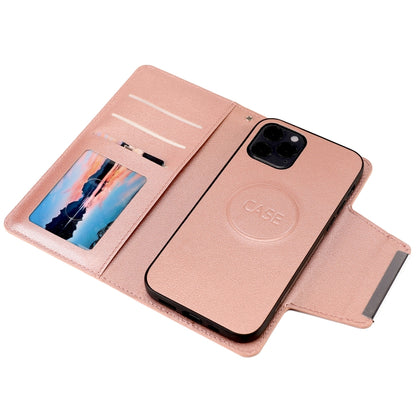 For iPhone 12 / 12 Pro Ultra-thin Separable Magnetic Horizontal Flip Leather Case with Card Slot & Wallet(Pink) - iPhone 12 / 12 Pro Cases by buy2fix | Online Shopping UK | buy2fix