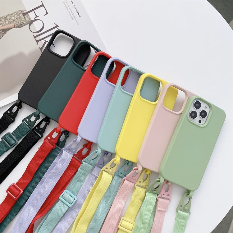 For iPhone 13 Pro Max Elastic Silicone Protective Case with Wide Neck Lanyard (Dark Green) - iPhone 13 Pro Max Cases by buy2fix | Online Shopping UK | buy2fix