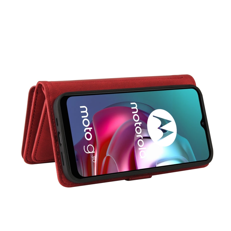 For Motorola Moto G30 Skin Feel PU + TPU Horizontal Flip Leather Case With Holder & 15 Cards Slot & Wallet & Zipper Pocket & Lanyard(Red) - Motorola Cases by buy2fix | Online Shopping UK | buy2fix