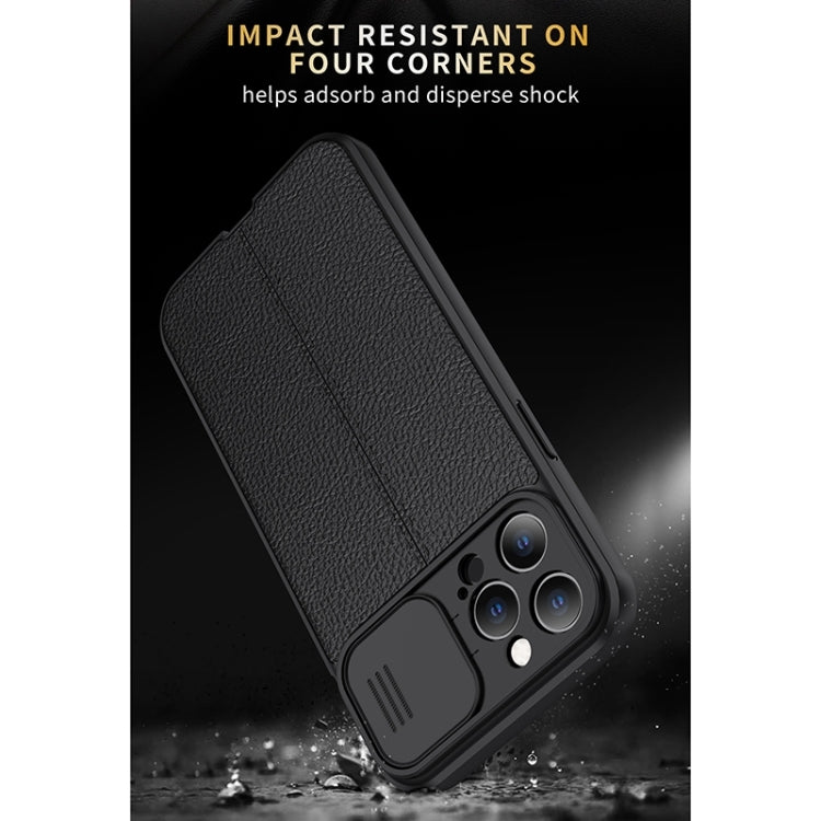 For iPhone 13 Pro Litchi Texture Sliding Camshield TPU Protective Case (Black) - iPhone 13 Pro Cases by buy2fix | Online Shopping UK | buy2fix