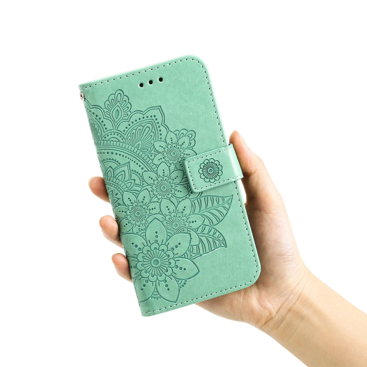 For OPPO Realme GT Master / Realme Q3 Pro 7-petal Flowers Embossing Pattern Horizontal Flip PU Leather Case with Holder & Card Slots & Wallet & Photo Frame(Green) - Realme Cases by buy2fix | Online Shopping UK | buy2fix