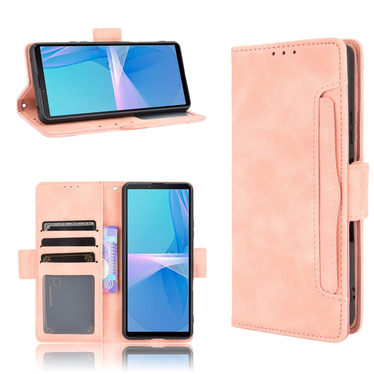 For Sony Xperia 10 III Skin Feel Calf Pattern Horizontal Flip Leather Case with Holder & Card Slots & Photo Frame(Pink) - Sony Cases by buy2fix | Online Shopping UK | buy2fix