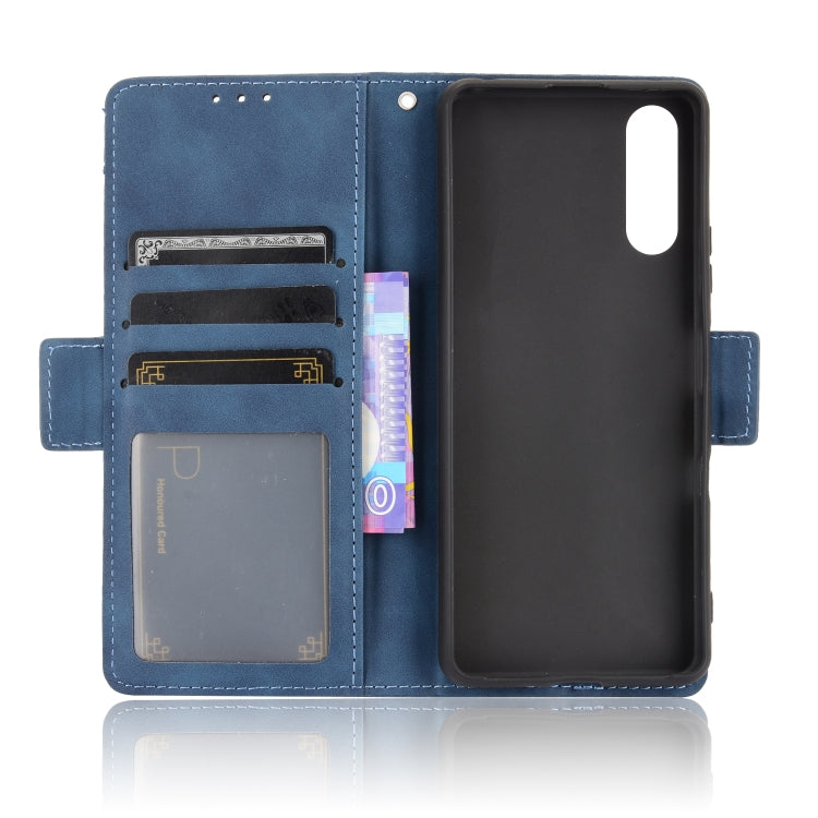 For Sony Xperia 10 III Skin Feel Calf Pattern Horizontal Flip Leather Case with Holder & Card Slots & Photo Frame(Blue) - Sony Cases by buy2fix | Online Shopping UK | buy2fix