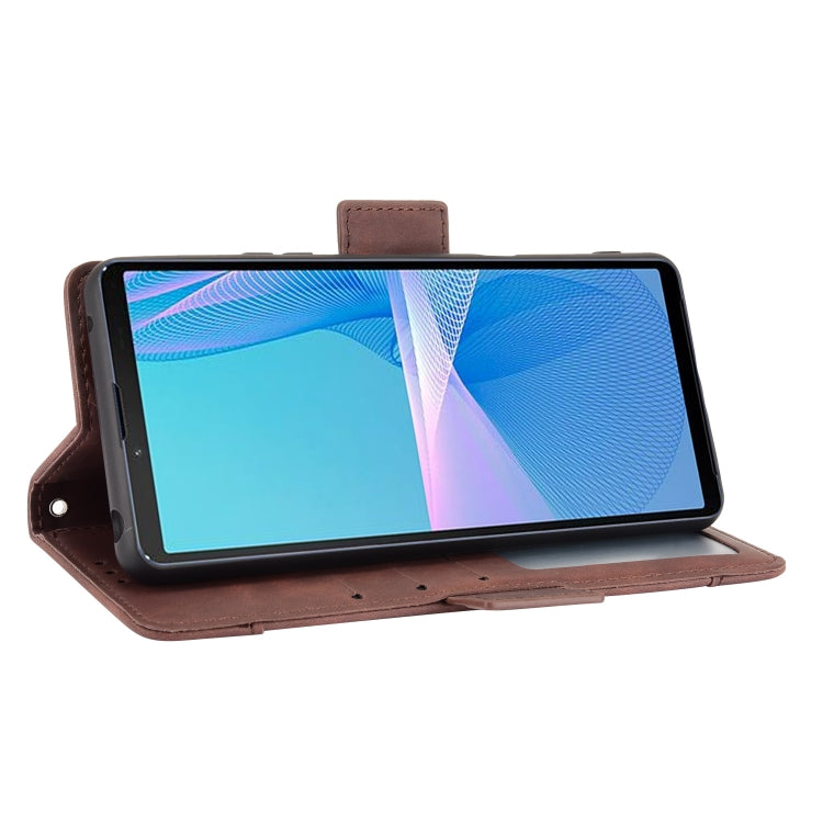 For Sony Xperia 10 III Skin Feel Calf Pattern Horizontal Flip Leather Case with Holder & Card Slots & Photo Frame(Brown) - Sony Cases by buy2fix | Online Shopping UK | buy2fix
