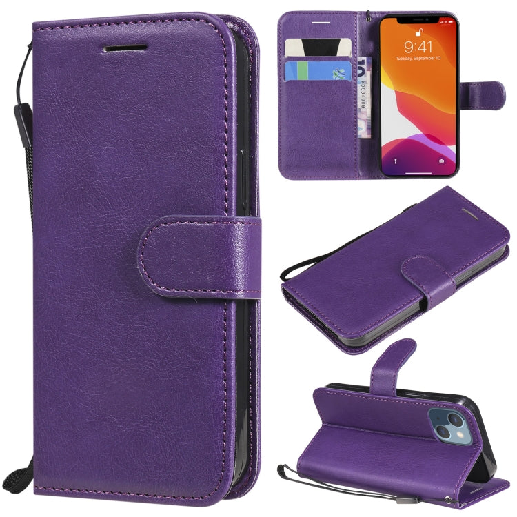 For iPhone 13 mini Pure Color Horizontal Flip Leather Case with Holder & Card Slots & Wallet & Lanyard (Purple) - iPhone 13 mini Cases by buy2fix | Online Shopping UK | buy2fix