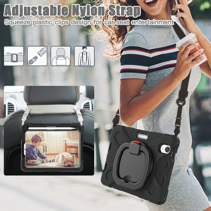 For iPad mini 6 Silicone + PC Protective Tablet Case with Holder & Shoulder Strap(Black+Black) - iPad mini 6 Cases by buy2fix | Online Shopping UK | buy2fix