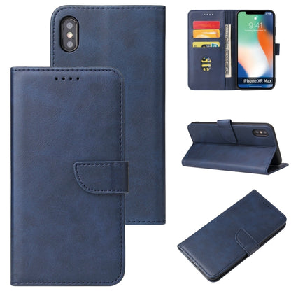 For iPhone X / XS Calf Texture Buckle Horizontal Flip Leather Case with Holder & Card Slots & Wallet(Blue) - More iPhone Cases by buy2fix | Online Shopping UK | buy2fix