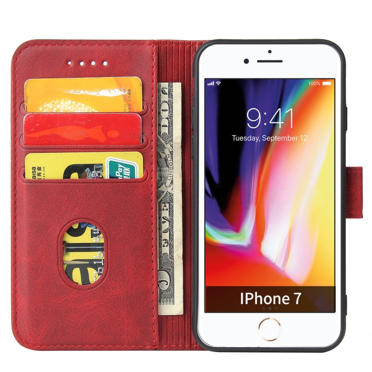 For iPhone SE 2022 / SE 2020 / 8 / 7 Calf Texture Buckle Horizontal Flip Leather Case with Holder & Card Slots & Wallet(Red) - iPhone SE 2022 / 2020 / 8 / 7 Cases by buy2fix | Online Shopping UK | buy2fix