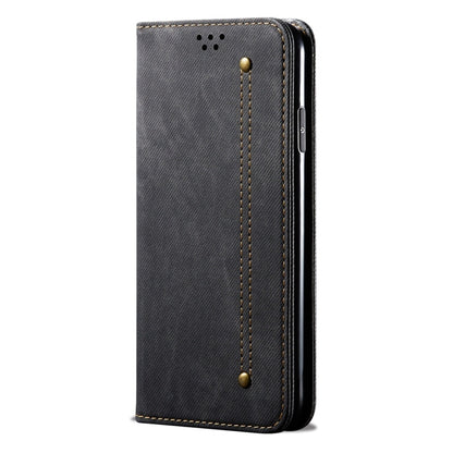 For OPPO Reno 2 Denim Texture Casual Style Horizontal Flip Leather Case with Holder & Card Slots & Wallet(Black) - OPPO Cases by buy2fix | Online Shopping UK | buy2fix