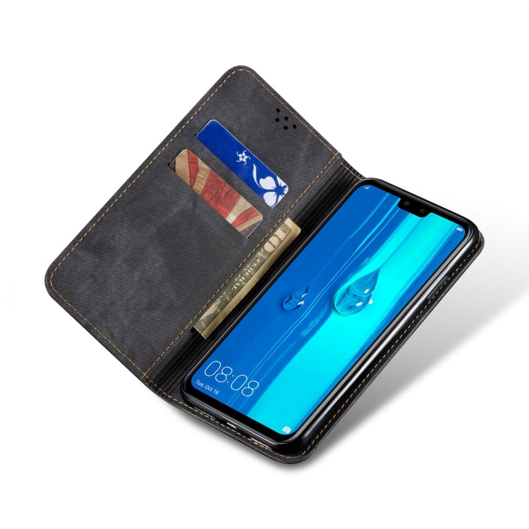 For Huawei Y9 (2019) Denim Texture Casual Style Horizontal Flip Leather Case with Holder & Card Slots & Wallet(Black) - Huawei Cases by buy2fix | Online Shopping UK | buy2fix