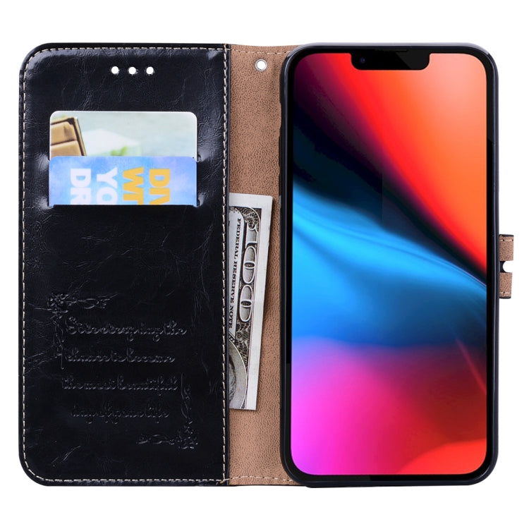 For iPhone 13 Business Style Oil Wax Texture Horizontal Flip Leather Case with Holder & Card Slots & Wallet(Black) - iPhone 13 Cases by buy2fix | Online Shopping UK | buy2fix