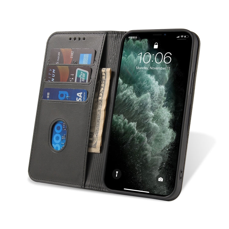 For iPhone 12 mini Calf Texture Magnetic Horizontal Flip Leather Case with Holder & Card Slots & Wallet (Black) - iPhone 12 mini Cases by buy2fix | Online Shopping UK | buy2fix