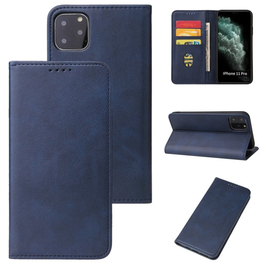 For iPhone 11 Pro Calf Texture Magnetic Horizontal Flip Leather Case with Holder & Card Slots & Wallet (Blue) - iPhone 11 Pro Cases by buy2fix | Online Shopping UK | buy2fix