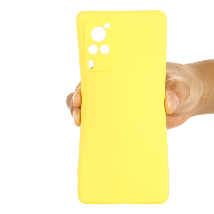 For vivo X60 Pro 5G Foreign Version Solid Color Liquid Silicone Shockproof Full Coverage Protective Case(Yellow) - vivo Cases by buy2fix | Online Shopping UK | buy2fix