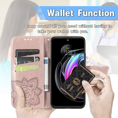 For Motorola Moto Edge 20 Lite Butterfly Love Flower Embossed Horizontal Flip Leather Case with Holder & Card Slots & Wallet & Lanyard(Rose Gold) - Motorola Cases by buy2fix | Online Shopping UK | buy2fix