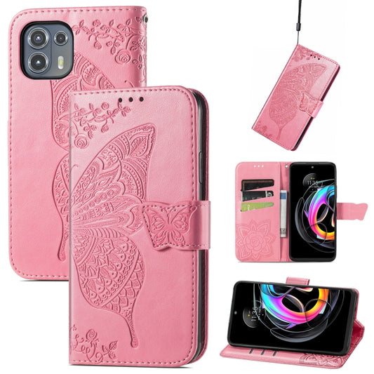 For Motorola Moto Edge 20 Lite Butterfly Love Flower Embossed Horizontal Flip Leather Case with Holder & Card Slots & Wallet & Lanyard(Pink) - Motorola Cases by buy2fix | Online Shopping UK | buy2fix