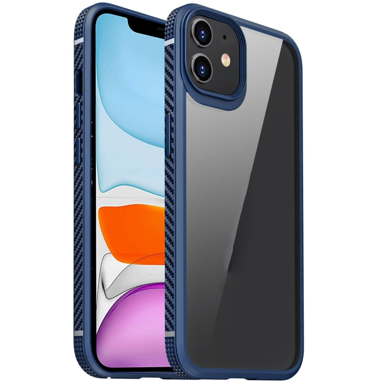 For iPhone 11 MG Series Carbon Fiber TPU + Clear PC Four-corner Airbag Shockproof Case (Blue) - iPhone 11 Cases by buy2fix | Online Shopping UK | buy2fix