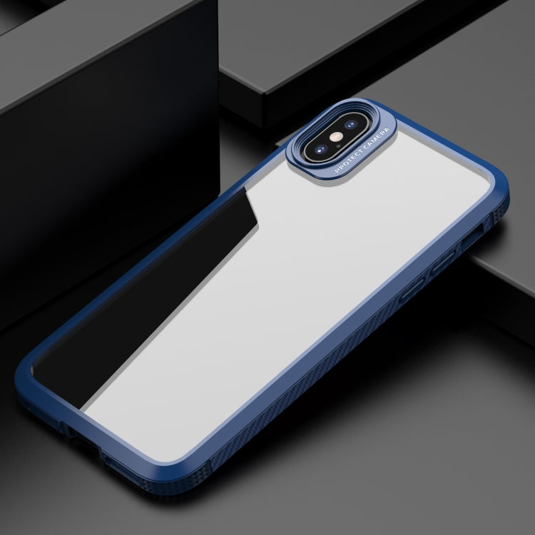 For iPhone XR MG Series Carbon Fiber TPU + Clear PC Four-corner Airbag Shockproof Case(Blue) - More iPhone Cases by buy2fix | Online Shopping UK | buy2fix