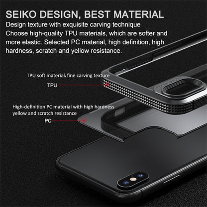 For iPhone XR MG Series Carbon Fiber TPU + Clear PC Four-corner Airbag Shockproof Case(Black) - More iPhone Cases by buy2fix | Online Shopping UK | buy2fix