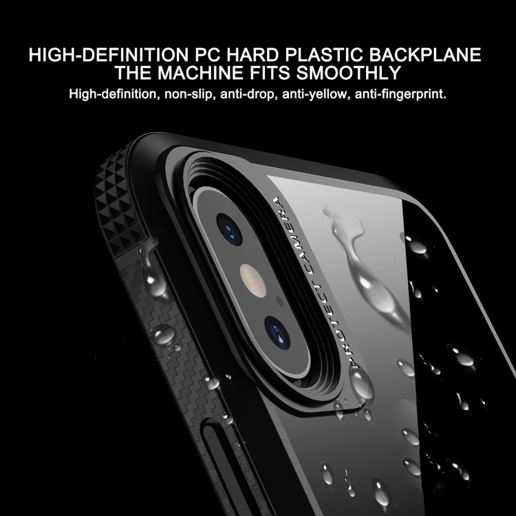 For iPhone XR MG Series Carbon Fiber TPU + Clear PC Four-corner Airbag Shockproof Case(Blue) - More iPhone Cases by buy2fix | Online Shopping UK | buy2fix