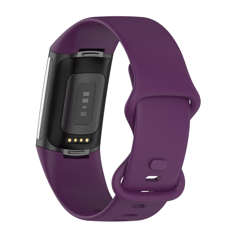 For Fitbit Charge 5 Silicone Watch Band, Size:S(Dark Purple) - Watch Bands by buy2fix | Online Shopping UK | buy2fix
